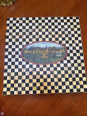 XL - MacKenzie-Childs Black, Cream & Gold Checkerboard GIFT BOX